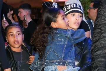 Bianca Censori with Kanye West's children in Miami