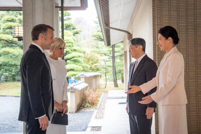 Эммануэль и Брижит Макрон, император Нарухито и императрица Масако