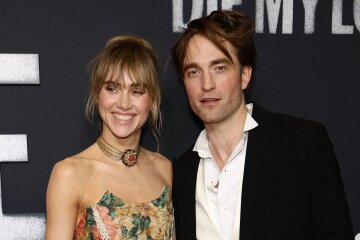 Robert Pattinson, Suki Waterhouse, and Jennifer Lawrence attend the "Die My Love" premiere in New York.