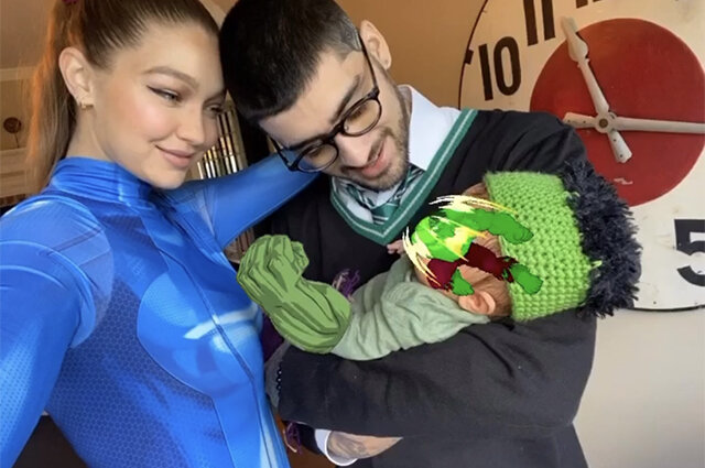 Gigi Hadid and Zayn Malik with daughter Hi