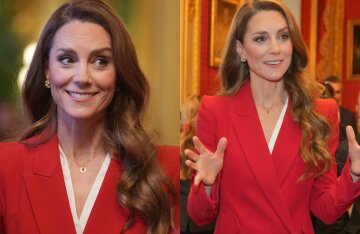 Kate Middleton, in a red suit and with a new hair color, led the first state reception of the year.