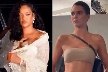 Rihanna among the guests, Vittoria Ceretti and Kendall Jenner on the catwalk at the first Alaia show since 1991