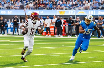 Washington Commanders quarterback Jayden Daniels during a game