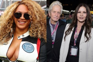 Jay-Z and Beyoncé (with cleavage), Catherine Zeta-Jones and Michael Douglas with their son, Ben Affleck attended the Formula 1 races in Las Vegas.