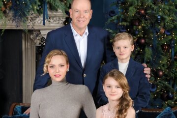 Prince Albert II of Monaco and Princess Charlene of Monaco with their children presented a Christmas card.