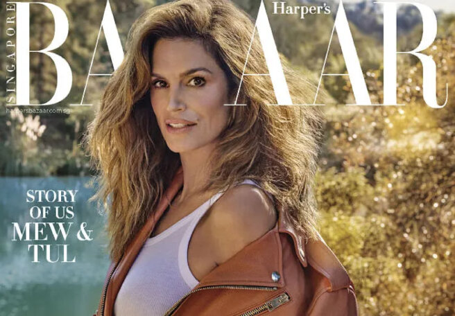 Cindy Crawford posed for the cover of Harper's Bazaar