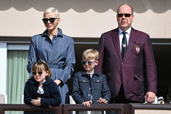 Princess Charlene of Monaco and her family attended a children's rugby tournament