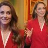 Kate Middleton, in a red suit and with a new hair color, led the first state reception of the year.