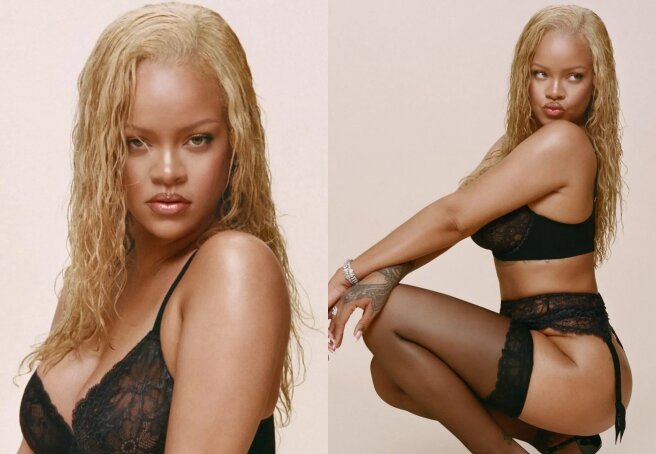 "She looks pregnant." Rihanna poses in lingerie for her brand