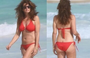 58-year-old Cindy Crawford was photographed on the beach in a bikini