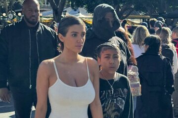 Kanye West with his wife Bianca Censori and daughter North at Disneyland