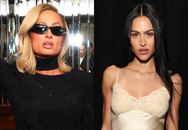 Paris Hilton, Hunter Schafer, Mark Eidelstein's girlfriend, Benny Blanco, and Demi Moore's daughter in a nude dress at the Grammy Awards afterparty.