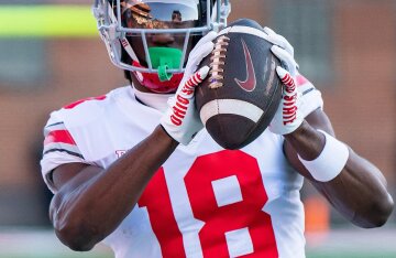 Marvin Harrison Jr. warming up in an Ohio State uniform in 2022