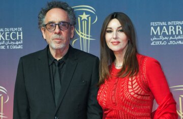 Monica Bellucci in a red jumpsuit and Tim Burton hit the red carpet at the Marrakech Film Festival again