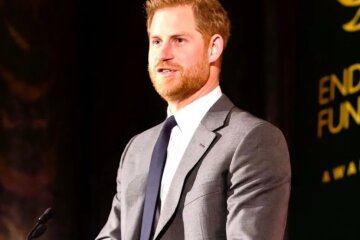 Prince Harry gave a speech at the NFL awards ceremony, but did not mention his father with cancer