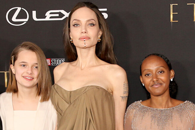 Angelina Jolie with her children, Salma Hayek with her daughter, Kit Harington and others at the premiere of the film "Eternal" in Los Angeles