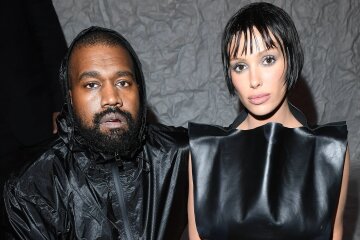 Bianca Censori with a new hairstyle and Kanye West at Milan Fashion Week