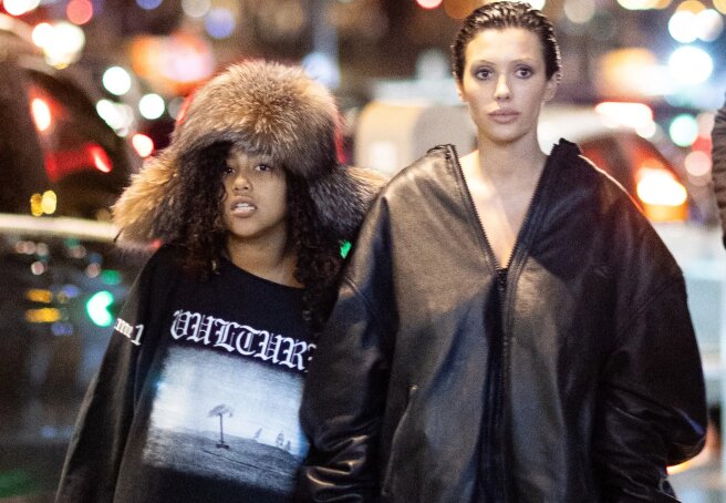 Jacket-clad Bianca Censori spotted walking with North West in Paris