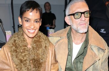 Vincent Cassel and Nara Baptista (wearing a sheepskin coat over their bare skin) stepped out in Paris.