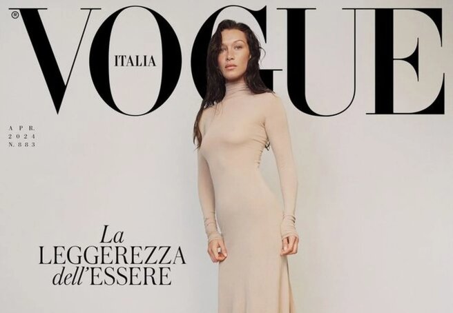 Bella Hadid posed on a horse for the cover of Vogue Italia
