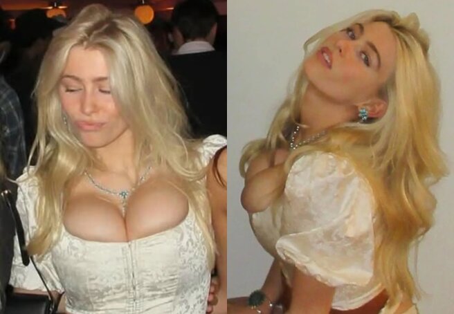 Claudia Schiffer's daughter celebrated her 21st birthday in a low-cut dress.