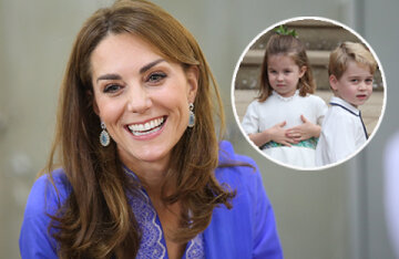 Under the gun of the paparazzi: Kate Middleton with Prince George and Princess Charlotte in a stationery store