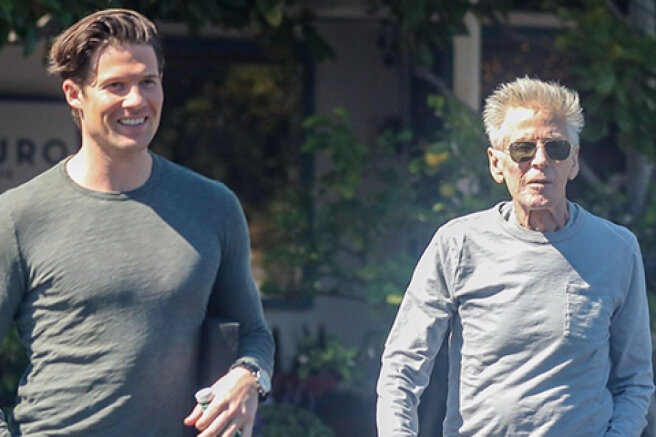 Off-duty: Designer Calvin Klein is seen walking with boyfriend in West Hollywood